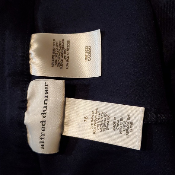 Alfred Dunner Navy Pants Size 16 Women's Flat Front Pull On Elastic Waist Blue - Picture 7 of 8